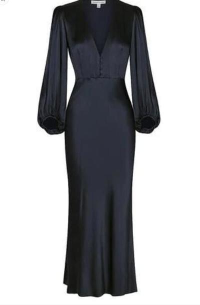 Simple A Line V Neck Long Sleeves Prom Dress