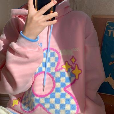 Checkerboard Flower Pink Hoodie Sweatshirt