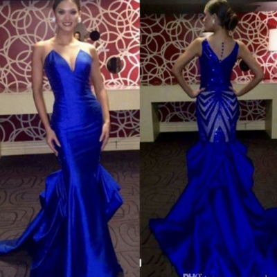 Royal blue prom dresses mermaid pd09 - Thumbnail 1