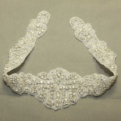 Free ship - crystal rhinestone applique wedding bridal glass iron on applique patch - Thumbnail 3