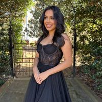 Charming A Line Sweetheart Black Tulle Long Prom Dresses - Thumbnail 2
