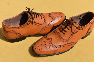 Christmas Gift Men's Hand Stitch Oxfords Brown Wingtip Leather Lace Up Shoes
