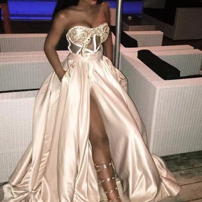 Sweetheart prom dresses slit side with pockets  - Thumbnail 4