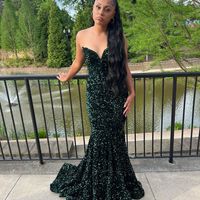 Cute Mermaid V Neck Royal Blue Sequins Long Prom Dresses - Thumbnail 1