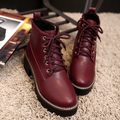 Retro British style high-heeled platform Martin boots