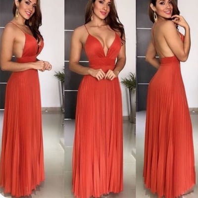 Spaghetti straps prom dresses orange pd12 - Thumbnail 1