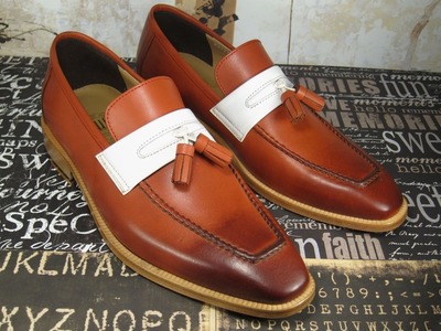 Hot Sale Men's Hand Stitch Christmas Shoes, Genuine Leather Tassels Loafer Formal Shoes