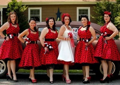 Vintage Bridesmaid Dresses with Polka Dots 1950's