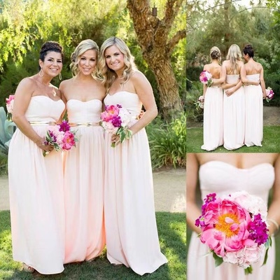 Strapless Pale Pink Bridesmaid Dresses under 100