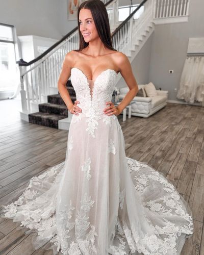 Charming Mermaid Sweetheart Sparkly Tulle Wedding Dresses with Appliques