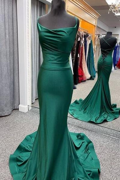 Sexy Green Mermaid Evening Dress With Criss-Cross Back