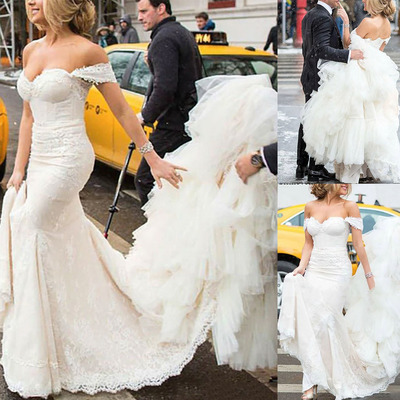 Off Shoulder Wedding Dresses Bridal Gown with Lace WD05