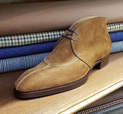 Handmade Best Mud Brown Genuine Suede Chukka Lace Up Boot