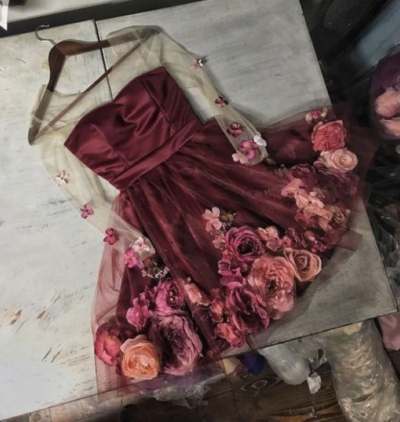 V Neck Burgundy Homecoming Dresses Prom Dresses Short