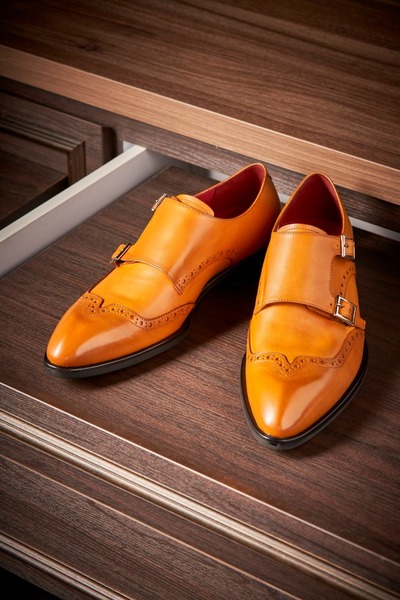 Decent Wear Men's Hand Made Brown Double Monk Strap Leather Formal Shoes