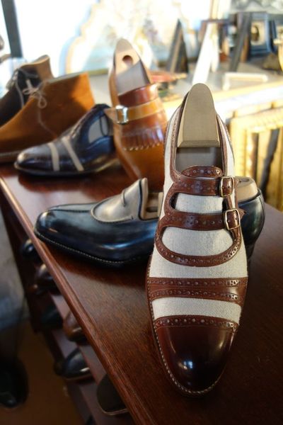 Hot Sale Men's Hand Stitch Two Tone Double Monk Strap Formal Wear Shoes