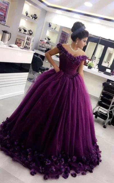 Vintage ball gown long Prom Dresses