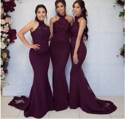 High Neck Mermaid Bridesmaid Dresses Mermaid for Wedding
