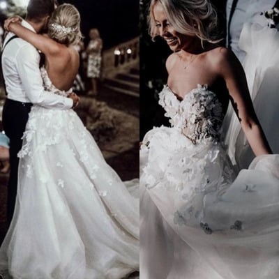 Sweetheart Wedding Dresses Bridal Gown with 3D Flowers WD87