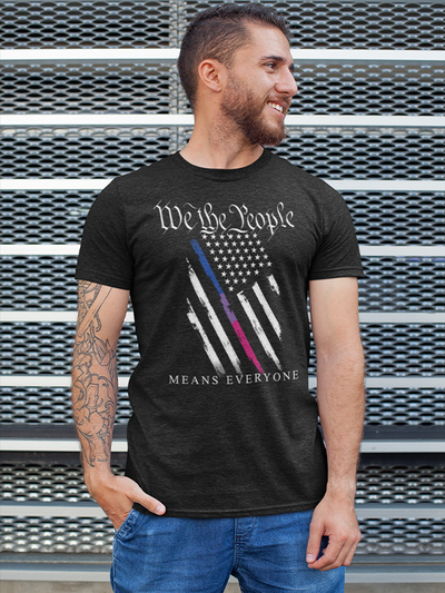 We the People B&W BI Flag Unisex T-shirt