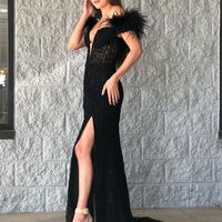 Cute Mermaid Sweetheart Black Prom Dresses with Appliques - Thumbnail 1
