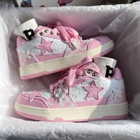 Women Sweet Cute White Pink Peach Star Sneakers Sports Running Shoes - Thumbnail 3