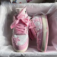 Women Sweet Cute White Pink Peach Star Sneakers Sports Running Shoes - Thumbnail 6