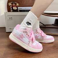 Women Sweet Cute White Pink Peach Star Sneakers Sports Running Shoes - Thumbnail 8