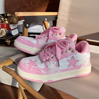 Women Sweet Cute White Pink Peach Star Sneakers Sports Running Shoes - Thumbnail 7