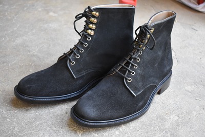 Luxury Men's Hand Stitch Black Genuine Suede Lace Up Boot