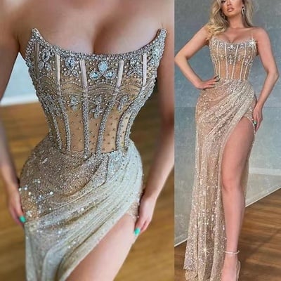 Luxury prom dresses evening gown with rhinestones - Thumbnail 2