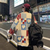 Patchwork Heart Color Block Knit Sweater - Thumbnail 3