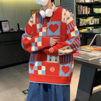 Patchwork Heart Color Block Knit Sweater - Thumbnail 5