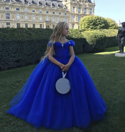 Royal Blue Dresses Cinderella Birthday Gown for Kid