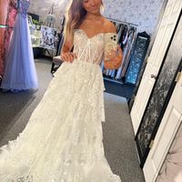Cute A Line Off the Shoulder Tulle Long Prom Dresses with Sequins Lace - Thumbnail 2