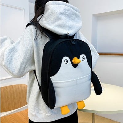 Cute penguins canvas backpack - Thumbnail 2