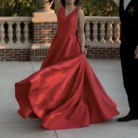 V Neck Red Prom Dresses for Women PD5 - Thumbnail 1