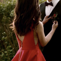 V Neck Red Prom Dresses for Women PD5 - Thumbnail 2