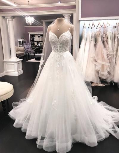 Spaghetti Straps Mermaid Tulle Lace Wedding Dresses