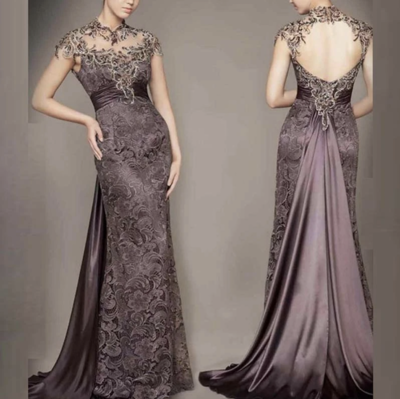 Open Back Mother of the Bride Dresses Lace Sheath