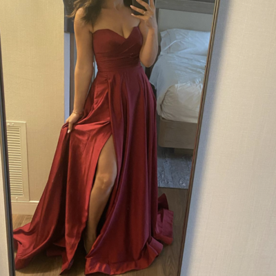 Sweetheart prom dresses red slit side pd95 - Thumbnail 4