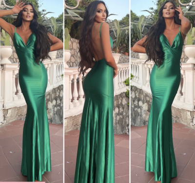 Green Prom Dresses Backless Long for Women