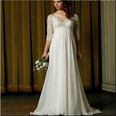 Bohemian Sheer Half Sleeve Beach Chiffon Wedding Dresses Cheap V Neck Garden Country Bridal Gowns Plus Size Custom Robes de mariée