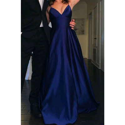 Navy Blue Prom Dresses Spaghetti Straps for Women