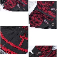 Black Velvet Devil Angel Gothic Fashion Goth Girl Strap Lace Gothic Dress Vest Sleeves Set - Thumbnail 9