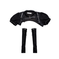 Black Velvet Devil Angel Gothic Fashion Goth Girl Strap Lace Gothic Dress Vest Sleeves Set - Thumbnail 8