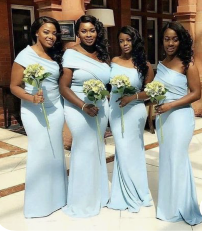 One Shoulder Light Sky Blue Bridesmaid Dresses for Wedding Party