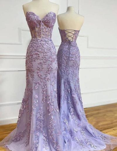 Sweetheart Appliques Long Prom Dress For Women