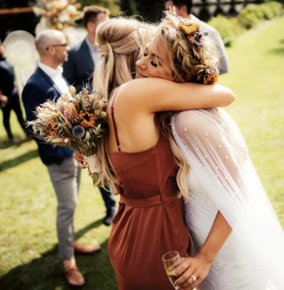 Rust Satin Bridesmaid Dress Wrap Dress