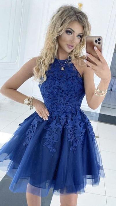 Sexy Royal Blue Tulle Short Homecoming Dresses
